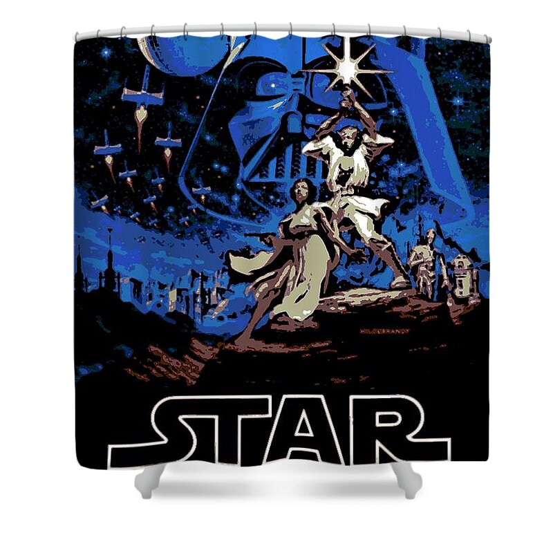 Star Wars Poster Shower Curtain featuring the photograph Star Wars Poster by George Pedro