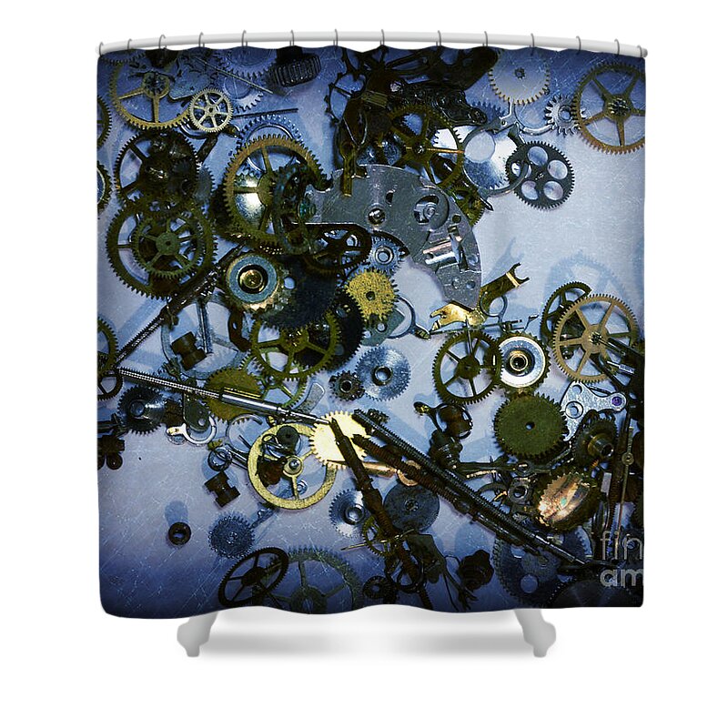 Steampunk Shower Curtain featuring the photograph Steampunk Gears - Time Destroyed by Paul Ward