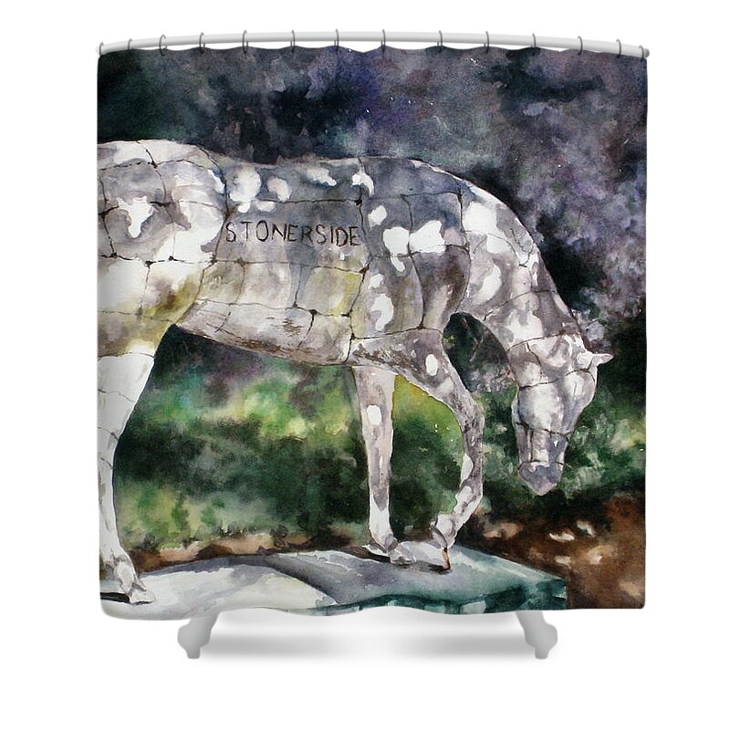 Statue Shower Curtain featuring the painting Stonerside by Mary McCullah