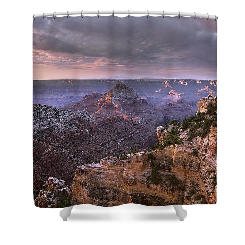 00176719 Shower Curtain featuring the photograph Stormy Skies Over Vishnu Temple Grand by Tim Fitzharris