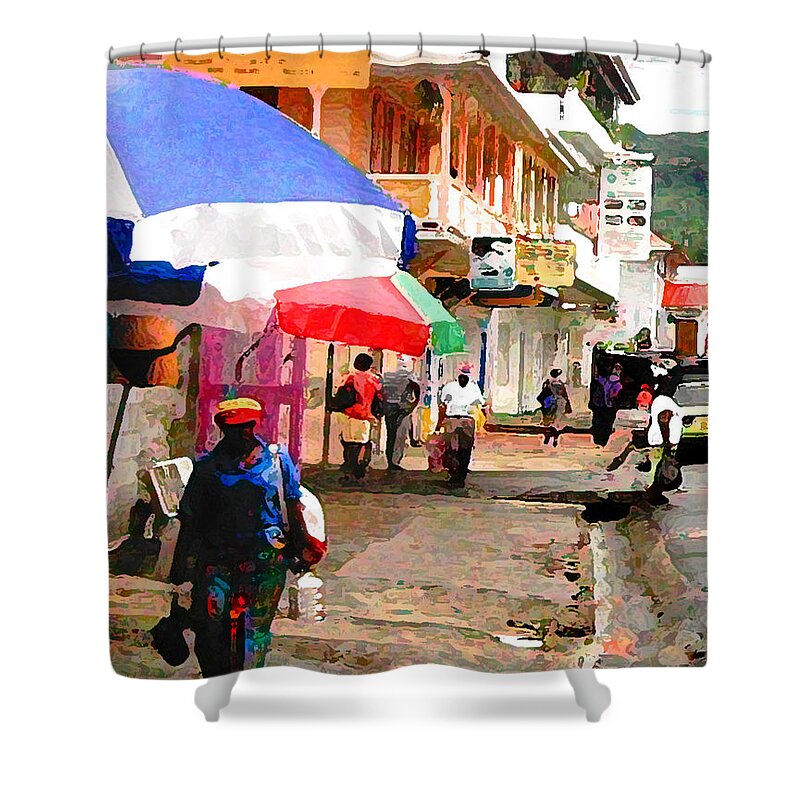 Rosea Shower Curtain featuring the photograph Street Scene in Rosea Dominica filtered by Duane McCullough