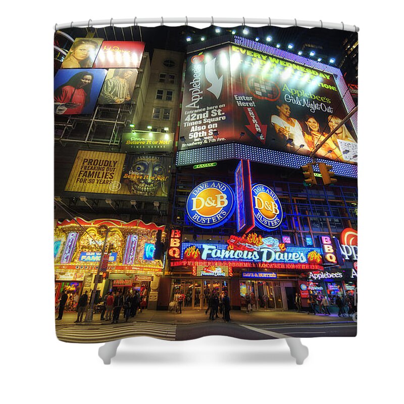 Art Shower Curtain featuring the photograph Stunning Lights Of 42nd Street by Yhun Suarez