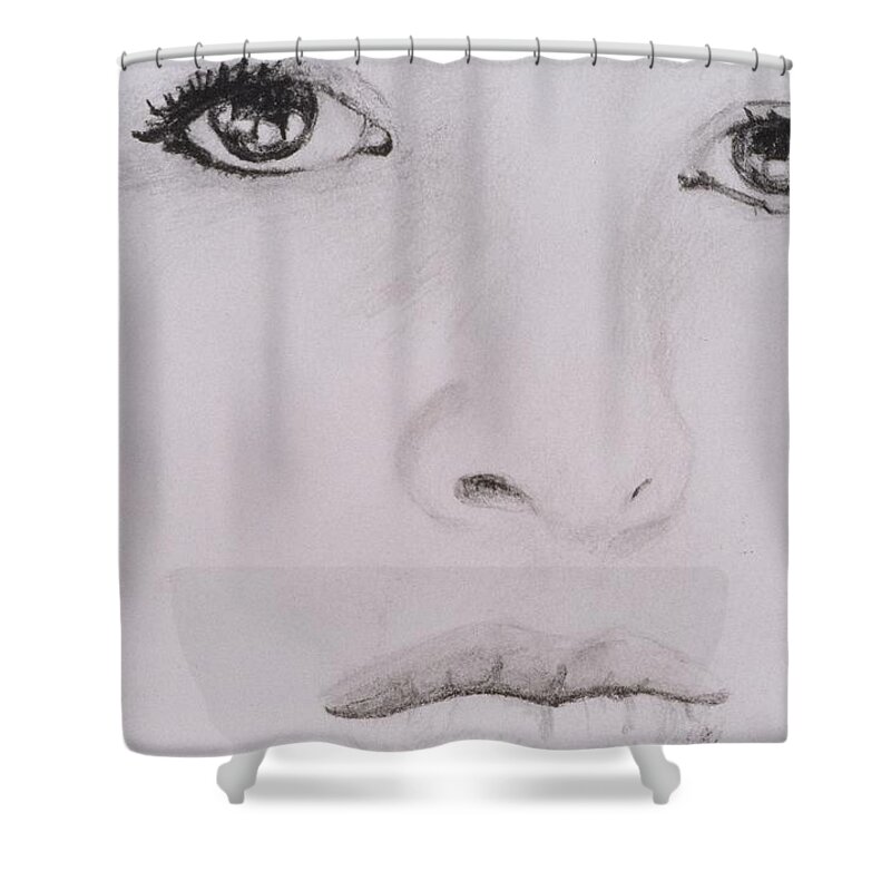 Eyes Shower Curtain featuring the drawing Stunning by Nik English