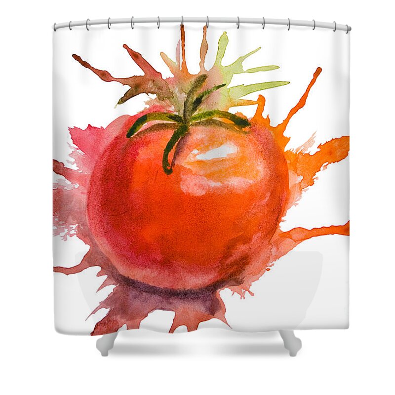 Abstract Shower Curtain featuring the painting Stylized illustration of tomato by Regina Jershova