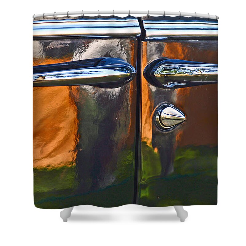  Car Shower Curtain featuring the photograph Suicide handles by Jean Noren