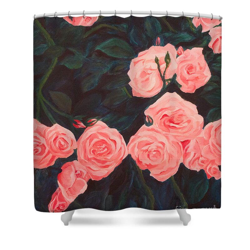 Roses Shower Curtain featuring the painting Summer Hues by Milly Tseng