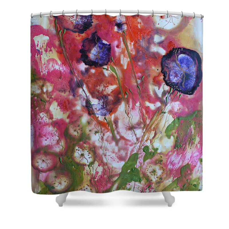 Encaustic Shower Curtain featuring the painting Summer Optimism by Heather Hennick