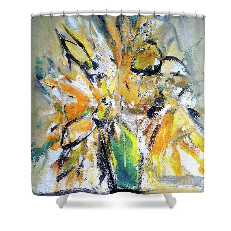 Sunflowers Shower Curtain featuring the painting Sun Flower Day by John Gholson