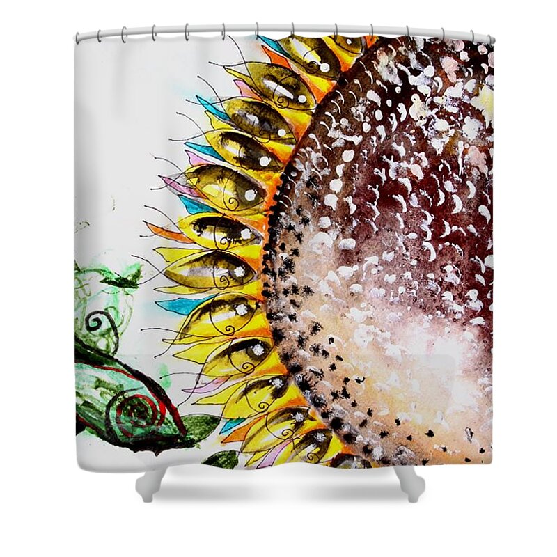  Shower Curtain featuring the painting Sunflower Fish 3 by J Vincent Scarpace