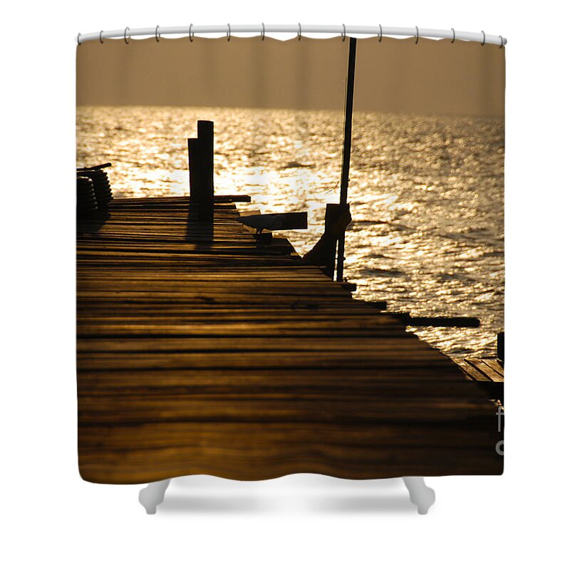 Sunset Photo Shower Curtain featuring the photograph Sunset at the Pier by Ivy Ho