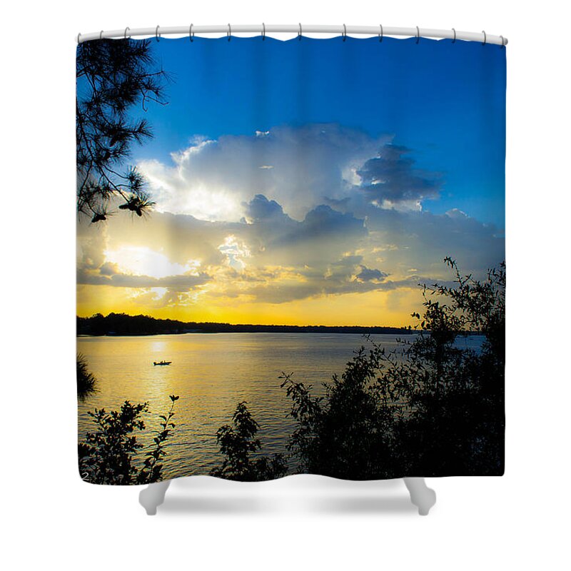 Lakes Shower Curtain featuring the photograph Sunset Fishing by Shannon Harrington