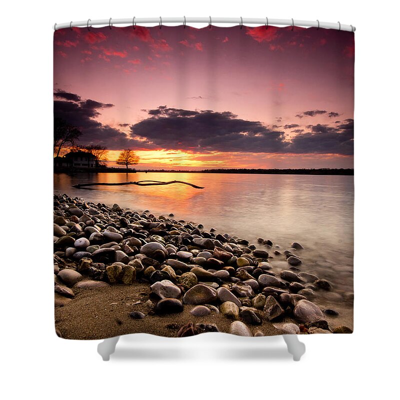Sunset Shower Curtain featuring the photograph Sunset on the Rocks by Cale Best