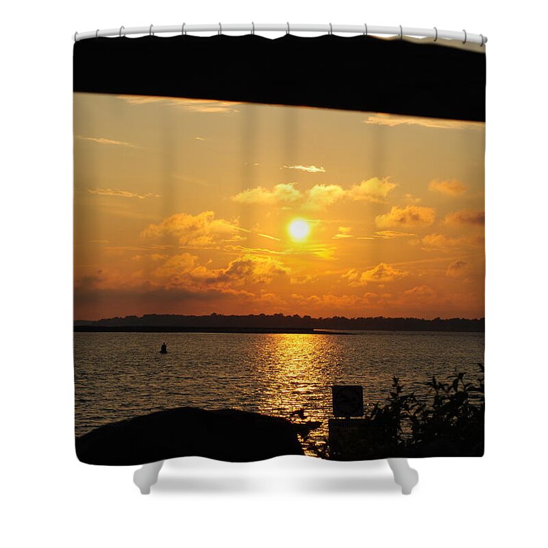  Shower Curtain featuring the photograph Sunset Through the Rails by Michael Frank Jr