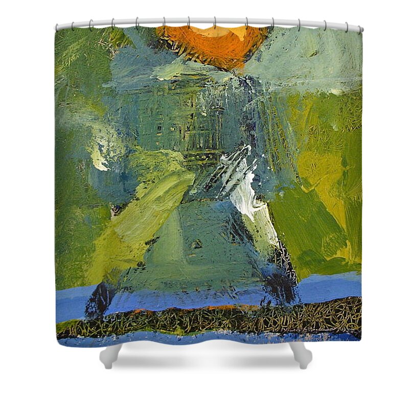 Abstract Paintings Shower Curtain featuring the painting Surf And Turf by Cliff Spohn