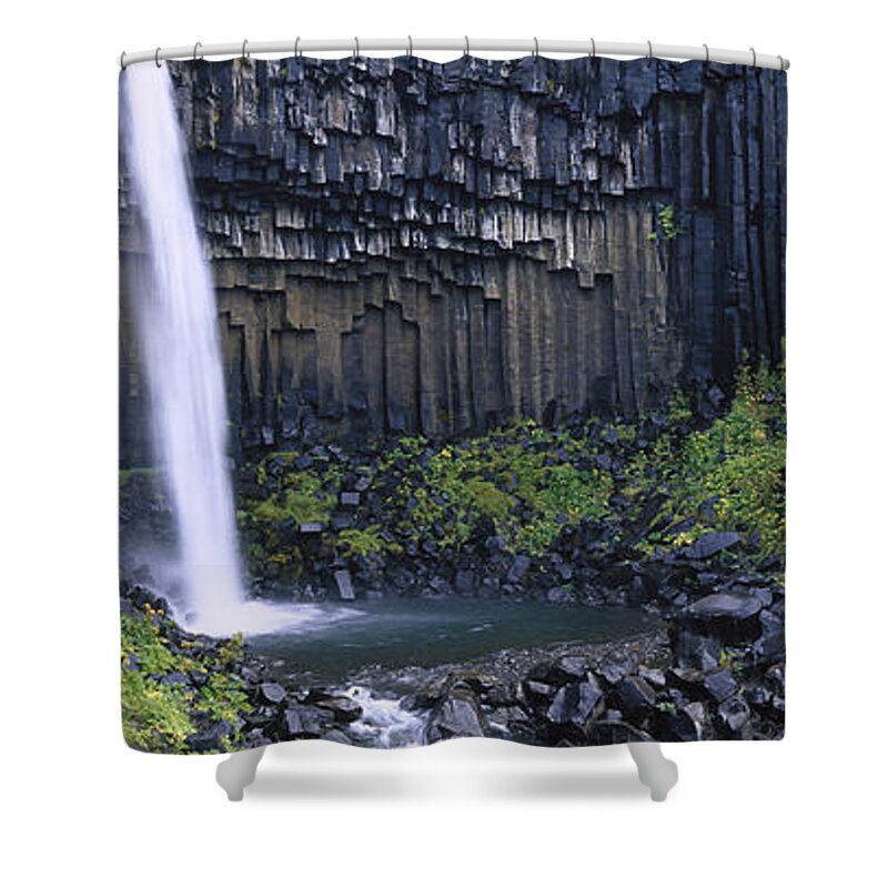 Mp Shower Curtain featuring the photograph Svartifoss Waterfall, Flanked By Basalt by Cyril Ruoso