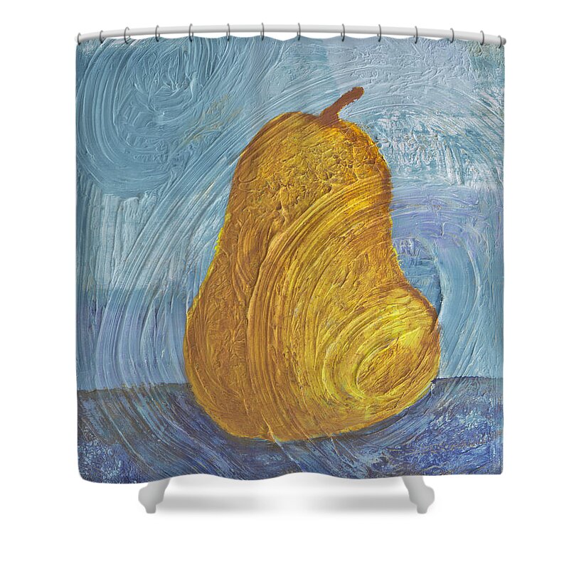 Pear Shower Curtain featuring the painting Swirling Pear by Wayne Potrafka