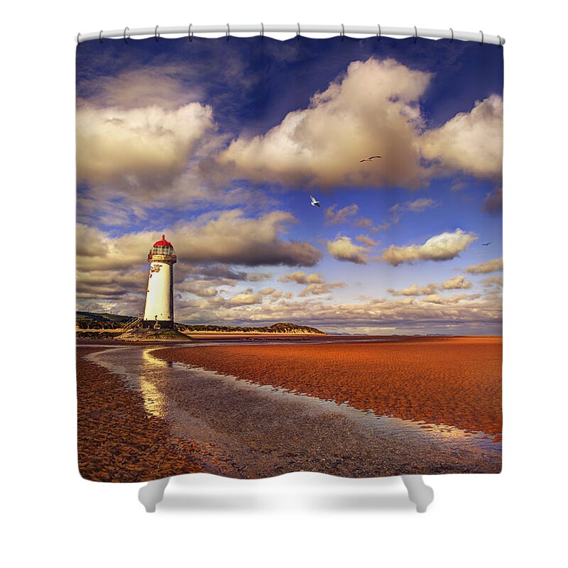 Lighthouse Shower Curtain featuring the photograph Talacre Lighthouse by Mal Bray