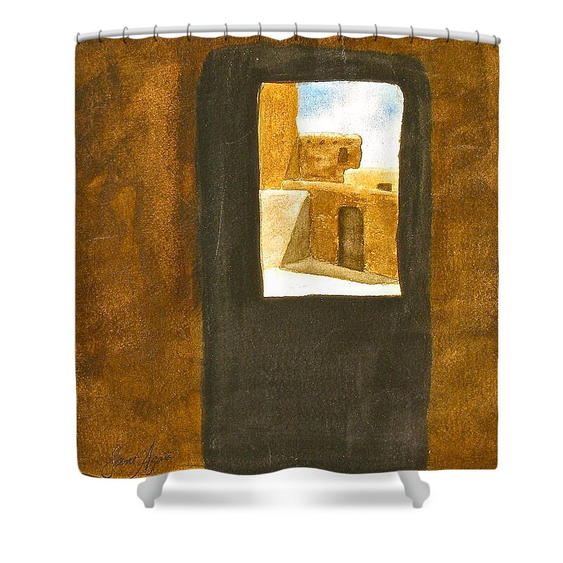 Taos Shower Curtain featuring the painting Taos Passage by Frank SantAgata