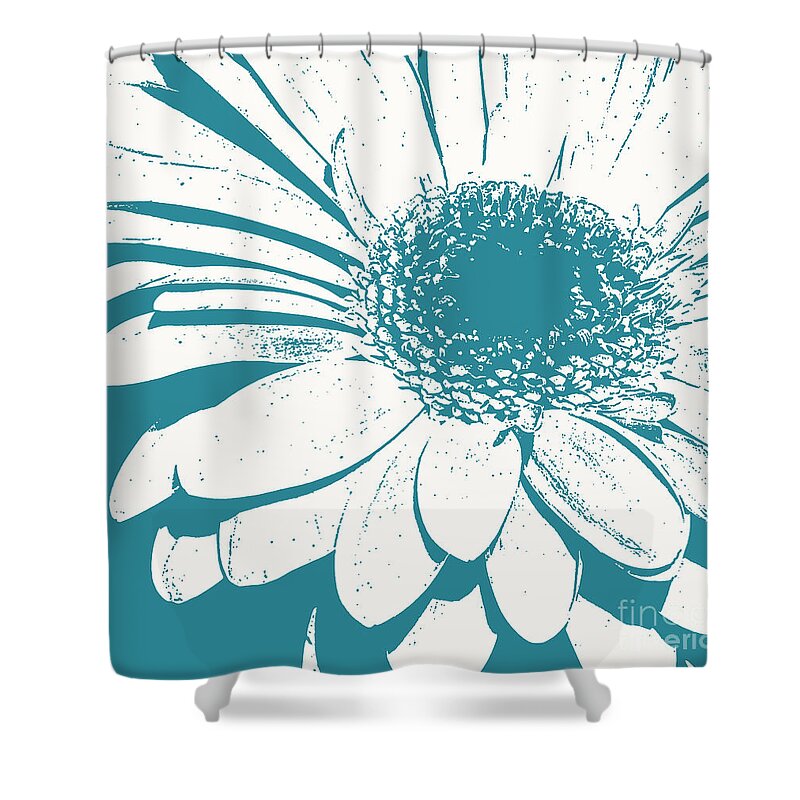 Flower Shower Curtain featuring the photograph Teal decorator Gerbera by Jim And Emily Bush