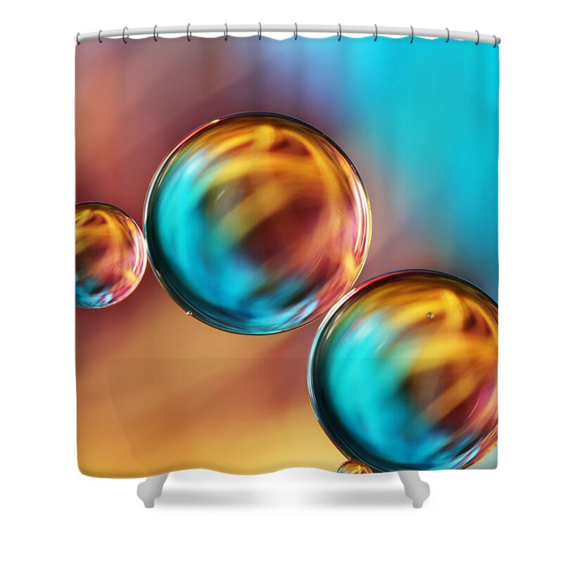 Oil Shower Curtain featuring the photograph Techno-coloured Bubble Abstract by Sharon Johnstone