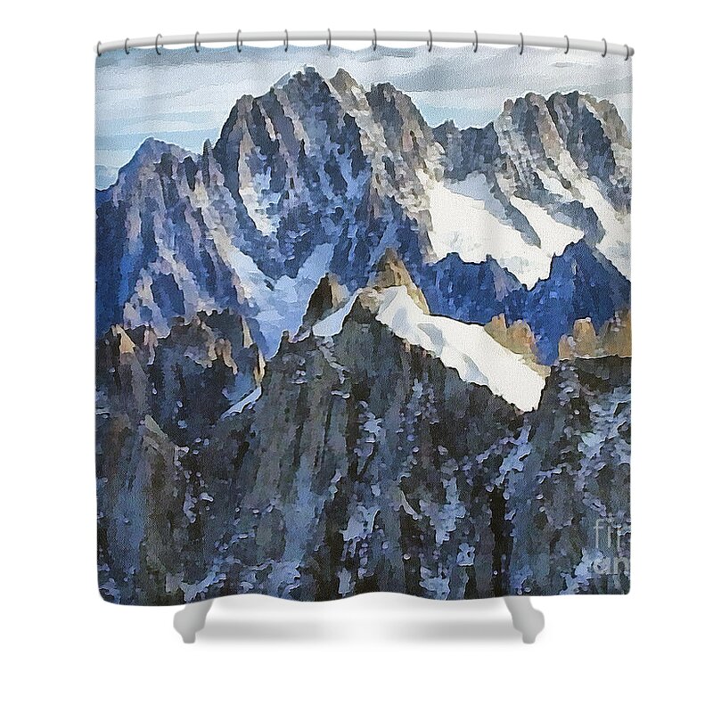 Illustration Shower Curtain featuring the painting The Alps by Odon Czintos