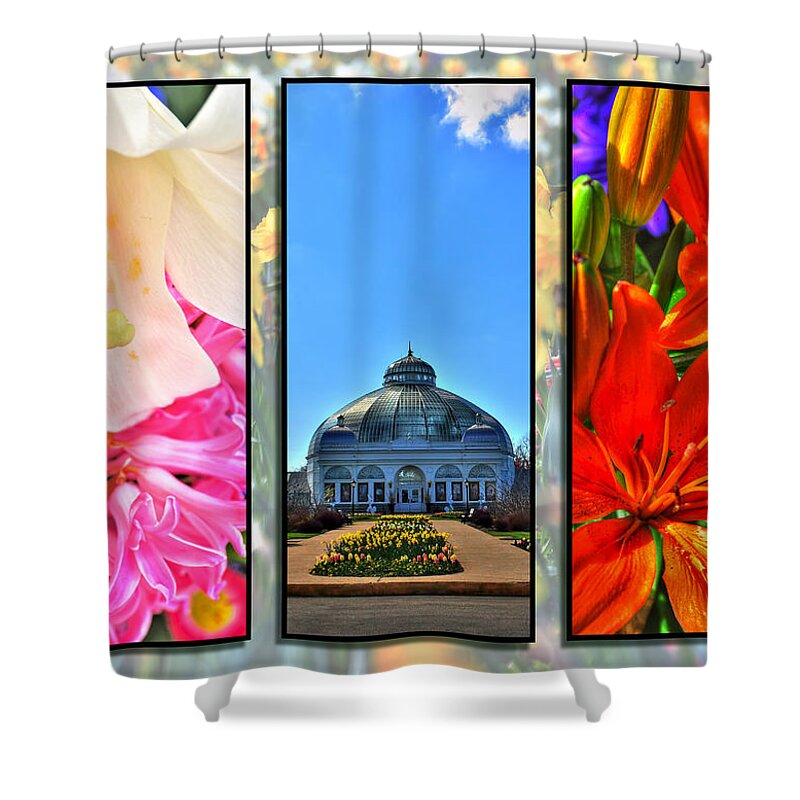  Shower Curtain featuring the photograph The Buffalo and Erie County Botanical Gardens Triptych Series by Michael Frank Jr