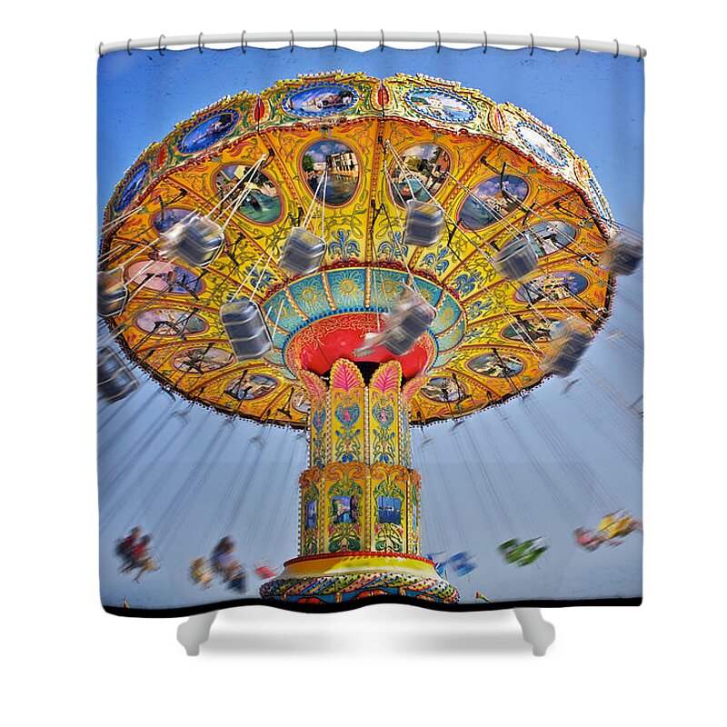 Air Shower Curtain featuring the photograph The Carnival Swings by Jarrod Erbe