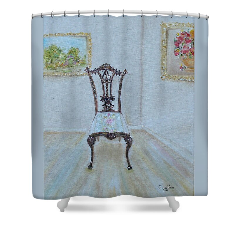 Chairs Shower Curtain featuring the painting The Chair by Judith Rhue