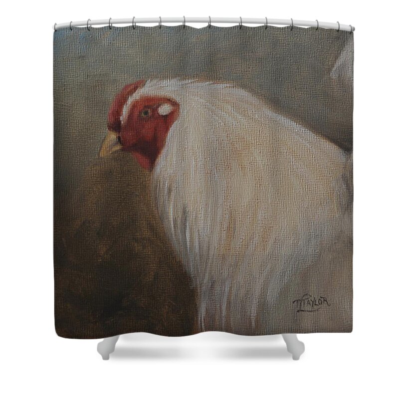 Chanteclaire Rooster Shower Curtain featuring the painting The Colonel by Tammy Taylor
