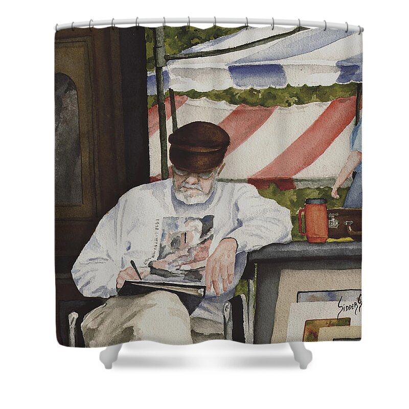 Artist Shower Curtain featuring the painting The Festival Artist by Sam Sidders