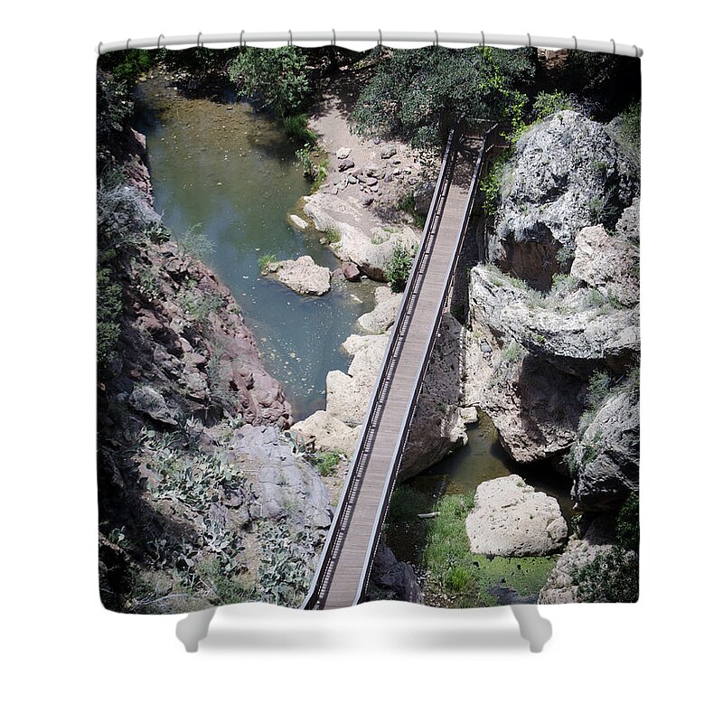 Bridge Shower Curtain featuring the photograph The Foot Bridge by Donna Greene