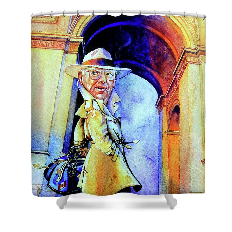 Caricature Shower Curtain featuring the painting The French Connection by Hanne Lore Koehler