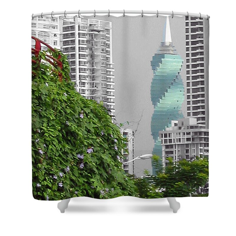 Panama Shower Curtain featuring the digital art The Green Season in Panama by Julia Springer