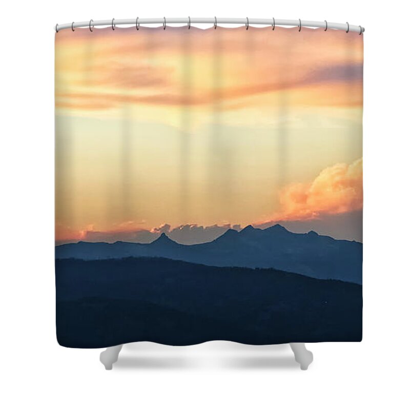 Clouds Fog Shower Curtain featuring the photograph The Idaho Selkirks by Albert Seger