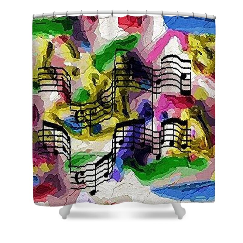 Abstract Shower Curtain featuring the digital art The Music In Me by Alec Drake