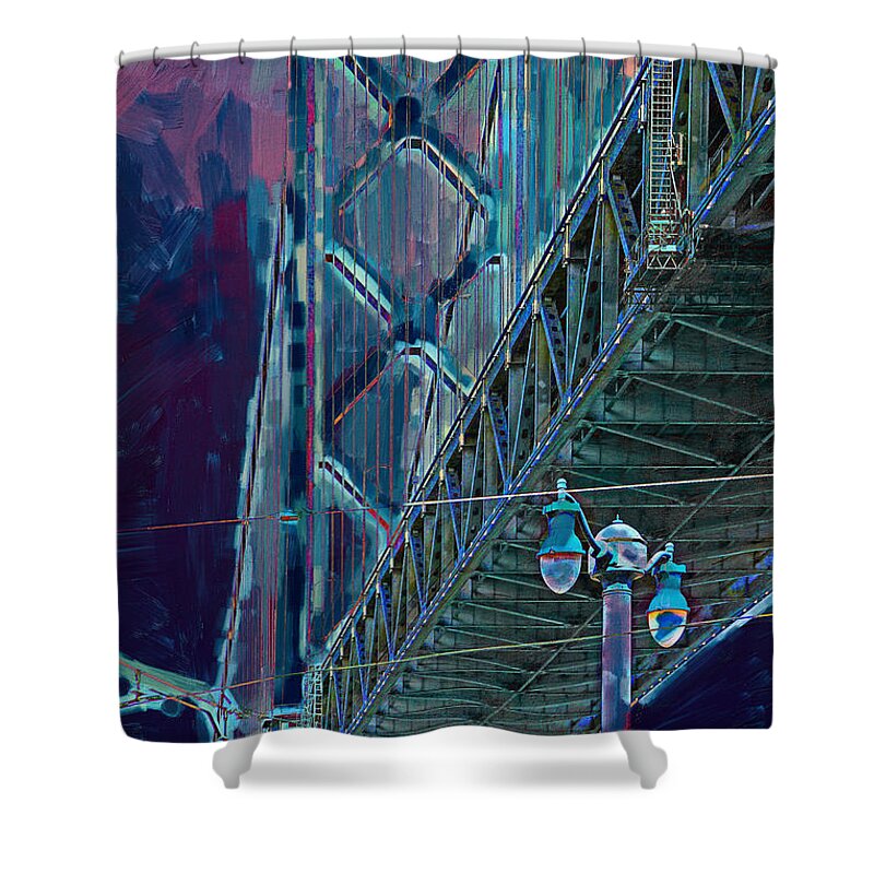 San Francisco Shower Curtain featuring the photograph The San Francisco Oakland Bay Bridge by Wingsdomain Art and Photography