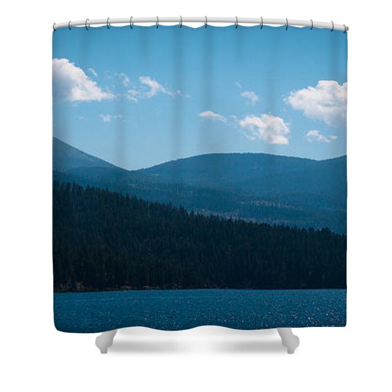 Elkins Resort Boathouse Shower Curtain featuring the photograph The Selkirk Mountain Range at Dusk by David Patterson