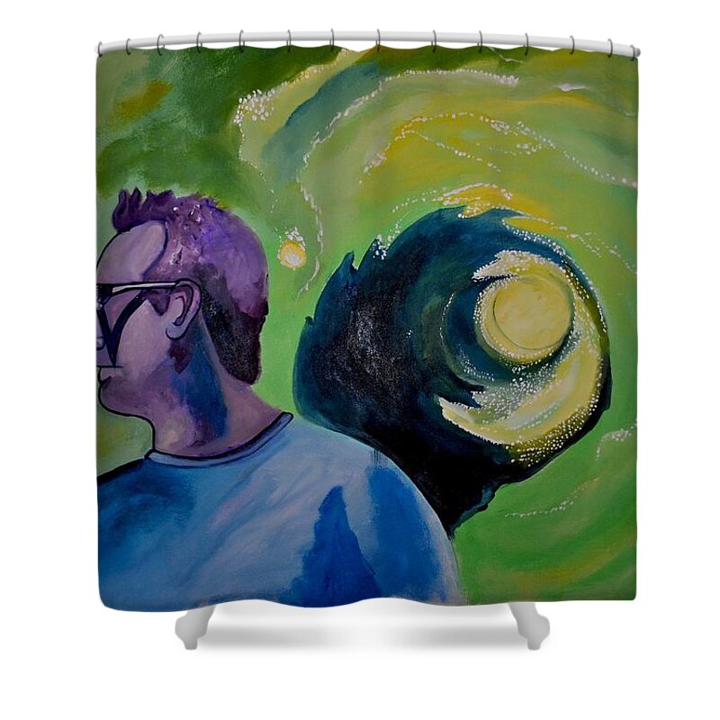 Music Shower Curtain featuring the painting The um Portal no two by Patricia Arroyo