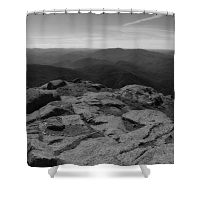Adirondacks Shower Curtain featuring the photograph The View North From Mount Marcy Black and White One by Joshua House