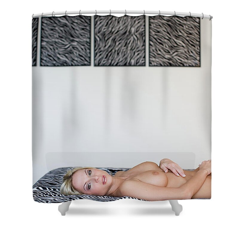 Color Shower Curtain featuring the photograph The zebra room by Olivier De Rycke
