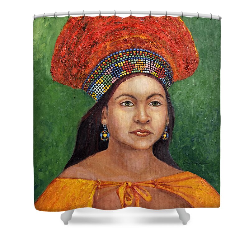 Painting Shower Curtain featuring the painting The Zulu Bride by Portraits By NC