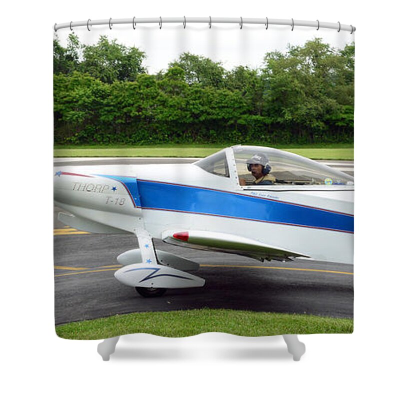 Thorp T-18 Shower Curtain featuring the photograph Thorp T-18 fisheye view by Paul Ward