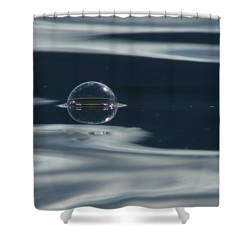 Bubble Water Reflection Waves Universe Universe Milky Way Space Spaceship Swirls Sky Lake Shower Curtain featuring the photograph Through the Milky Way in My Spaceship by Cathie Douglas
