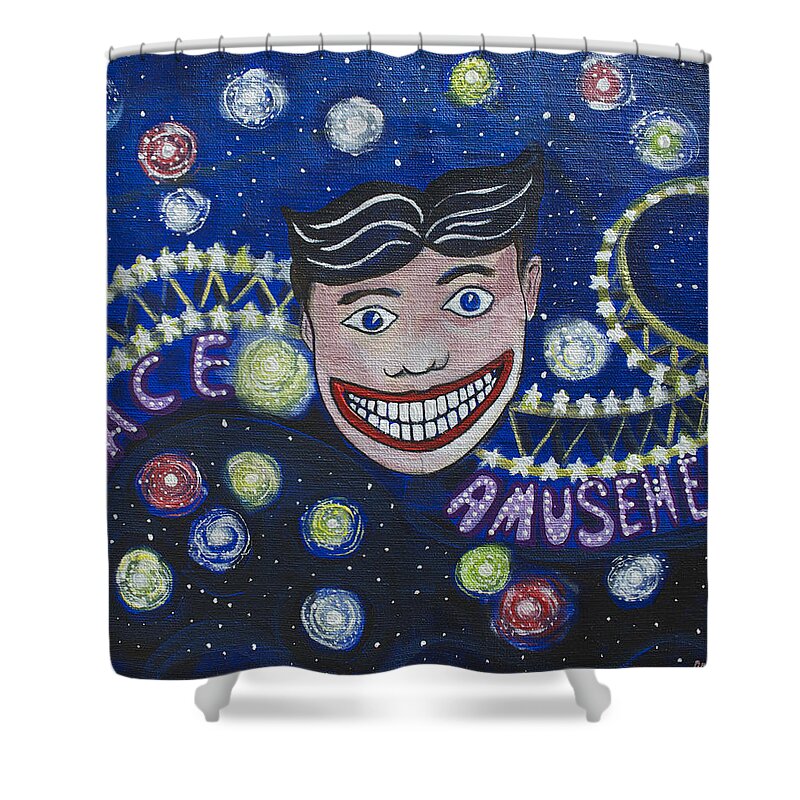 Asbury Art Shower Curtain featuring the painting Tillie's Brite Lights by Patricia Arroyo