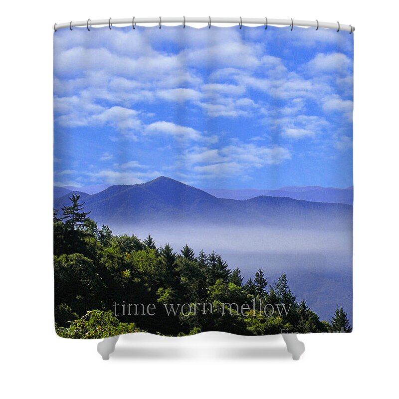 Smoky Mountains Shower Curtain featuring the digital art Time Worn Mellow by Lizi Beard-Ward