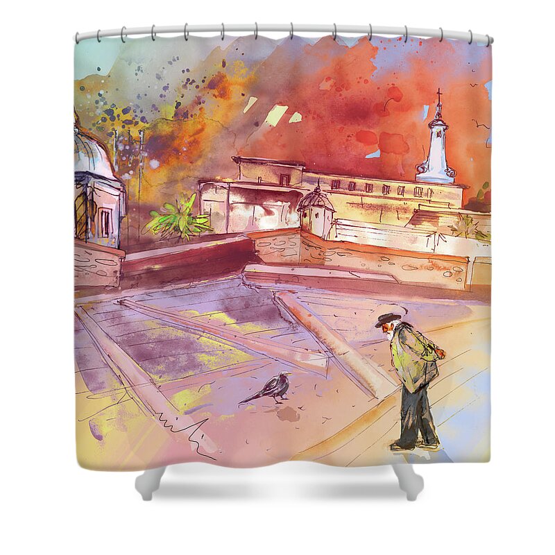 Portugal Shower Curtain featuring the painting Together Old in Portugal 04 by Miki De Goodaboom