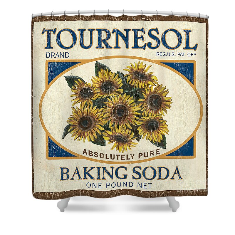 Sunflower Shower Curtain featuring the painting Tournesol Baking Soda by Debbie DeWitt
