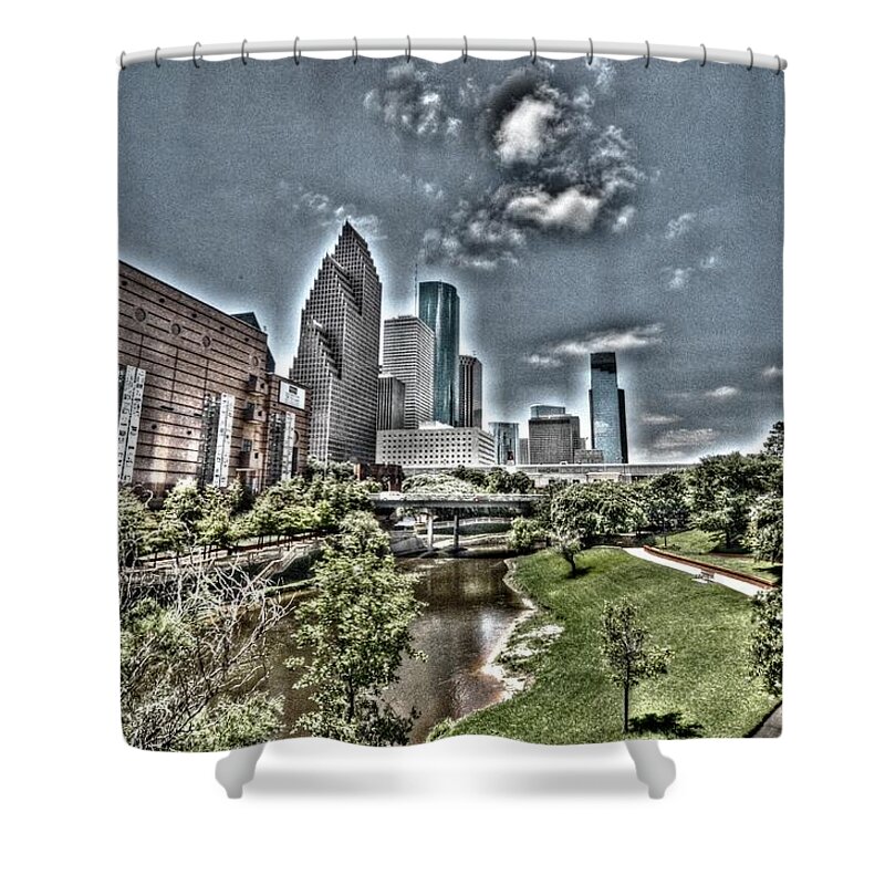 Houston Shower Curtain featuring the photograph Trippy Houston by David Morefield