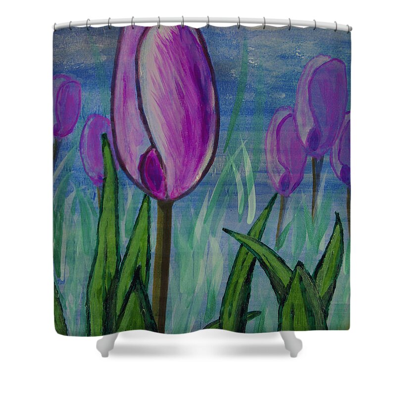 Acrylic Shower Curtain featuring the photograph Tulips in the Mist by Mick Anderson