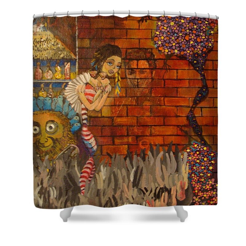 Surreal Shower Curtain featuring the painting Twisted and Empty by Mindy Huntress